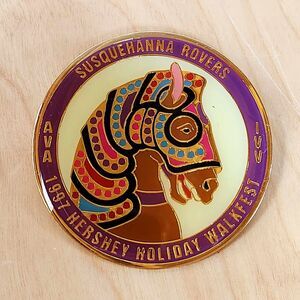 Vintage Susquehanna Rovers Brooch Pin 1997 Hershey Walkfest Carnival Horse IVV